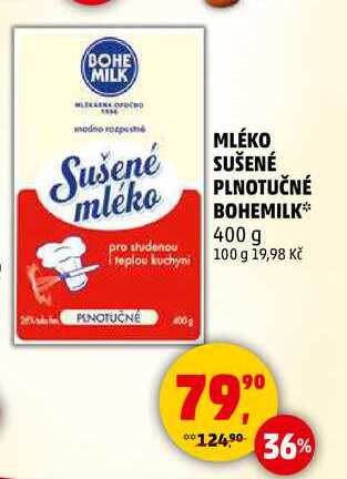 MLÉKO SUŠENÉ PLNOTUČNÉ BOHEMILK, 400 g v akci