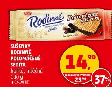 SUŠENKY RODINNÉ POLOMÁČENÉ SEDITA hořké, mléčné, 100 g  v akci