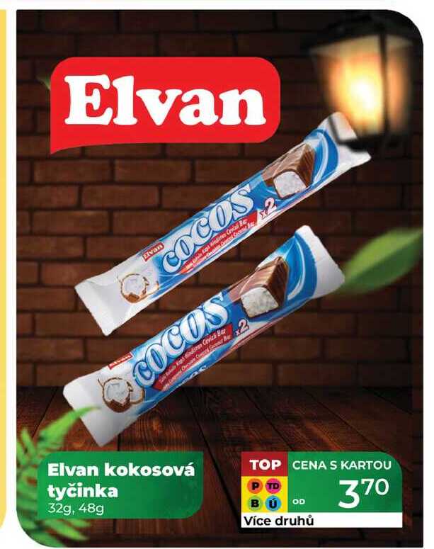 Elvan kokosová tyčinka 32g, 48g    v akci