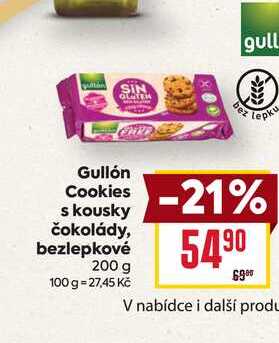 Gullón Cookies s kousky čokolády, bezlepkové 200 g