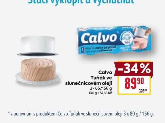 Calvo Tuňák ve slunečnicovém oleji 3x 65/156 g 