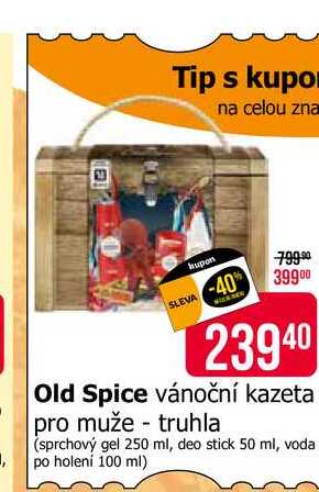 Old Spice vánoční kazeta pro muže truhla (sprchový gel 250 ml, deo stick 50 ml, voda po holení 100 ml) 