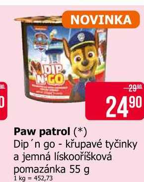 NPaw patrol Dip'n go - křupavé tyčinky a jemná lískooříšková pomazánka 55 g 