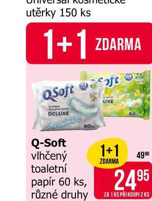 Q-Soft vlhčený toaletní papír 60 ks, různé druhy