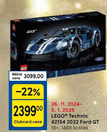 LEGO® Technic 42154 2022 Ford GT 18+, 1468 kostek 