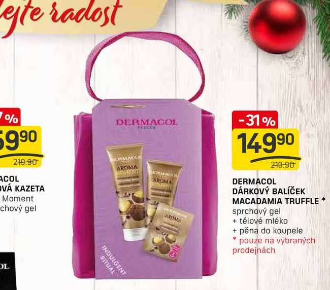 DERMACOL DÁRKOVÝ BALÍČEK MACADAMIA TRUFFLE sprchový gel + tělové mléko + pěna do koupele