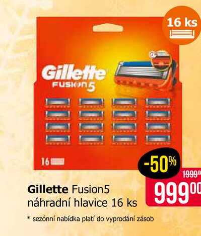 Gillette Fusion5 náhradní hlavice 16 ks