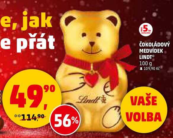 ČOKOLÁDOVÝ MEDVÍDEK LINDT, 100 g 