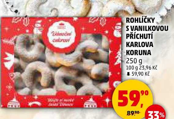 ROHLÍČKY S VANILKOVOU PŘÍCHUTÍ KARLOVA KORUNA, 250 g