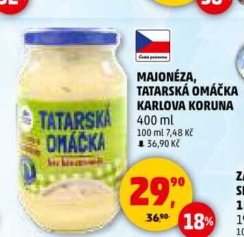 MAJONÉZA, TATARSKÁ OMÁČKA KARLOVA KORUNA, 400 ml