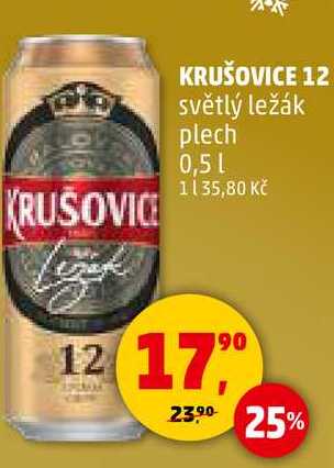 KRUSOVICE KRUŠOVICE 12 světlý ležák plech, 0,5 l