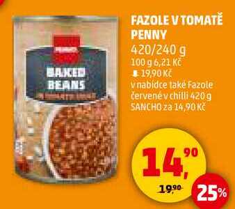 FAZOLE V TOMATĔ PENNY, 420/240 g