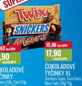 ČOKOLÁDOVÉ TYČINKY XL 69g-75g 