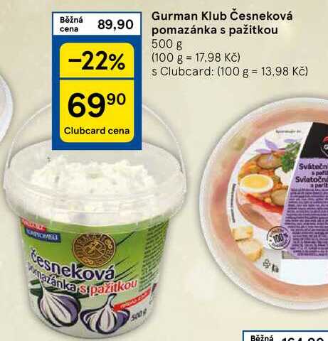 Gurman Klub Česneková pomazánka s pažitkou, 500 g 