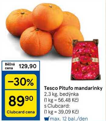 Tesco Pitufo mandarinky, 2.3 kg, bedýnka 