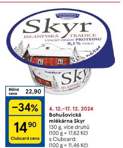 Bohušovická mlékárna Skyr, 130 g, více druhů