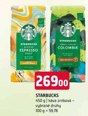 Starbucks 450 g káva zrnková vybrané druhy