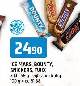 Ice mars bounty snickers twix 39,1-48 g vybrané druhy 