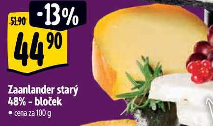 Zaanlander starý 48% - bloček, cena za 100 g 