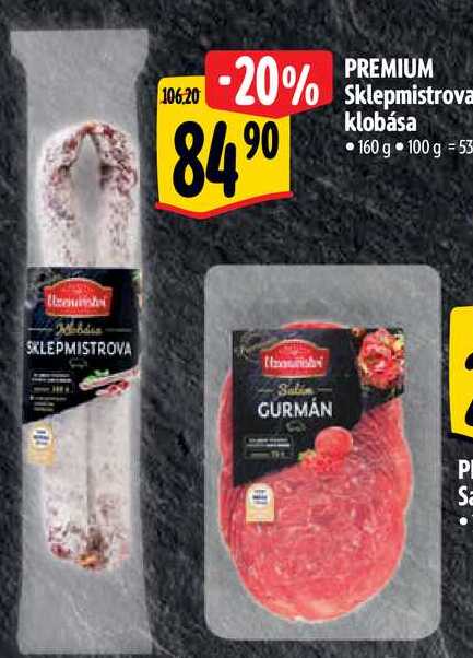   PREMIUM Sklepmistrova klobása 160 g  