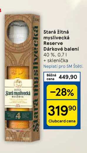 Stará žitná myslivecká Reserve Dárkové balení 40 %, 0,7 1 + sklenička 