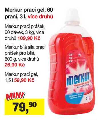 Merkur prací gel, 60 praní, 3l