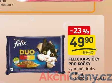 FELIX KAPSIČKY PRO KOČKY vybrané druhy 4 x 85 g 