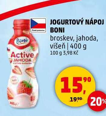 JOGURTOVÝ NÁPOJ BONI broskev, jahoda, višeň, 400 g