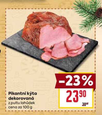 Pikantní kýta dekorovaná z pultu lahůdek cena za 100 g