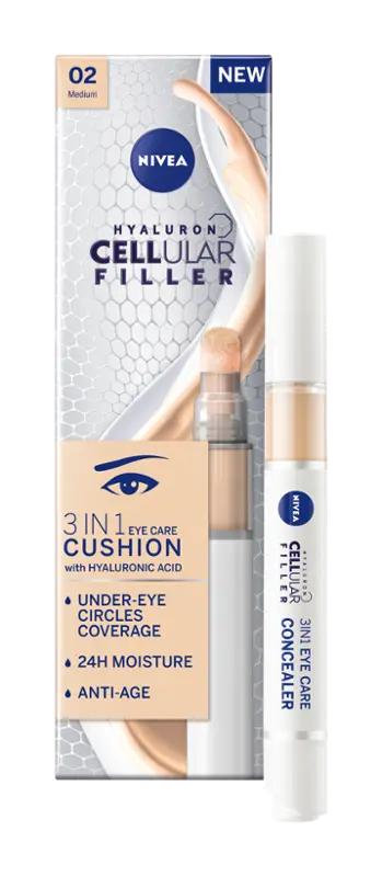 NIVEA Tónovací oční krém Hyaluron Cellular Filler Cushion 02 střední odstín, 4 ml