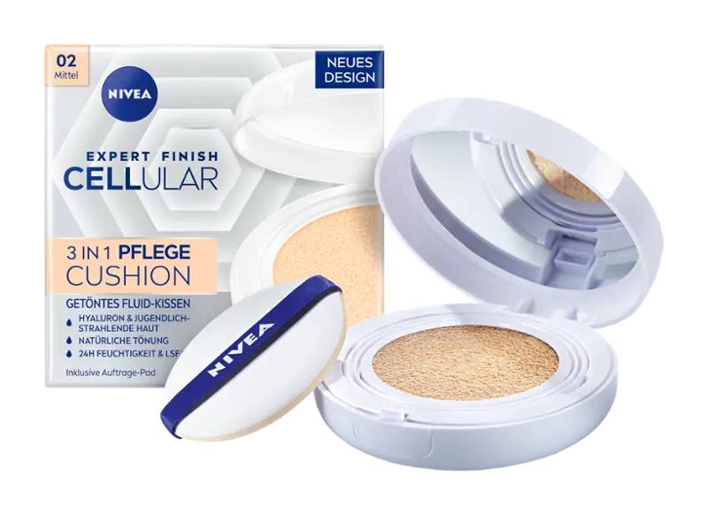 NIVEA Tónovací krém 3v1 Hyaluron Cellular Filler Cushion 02 střední odstín, 15 g