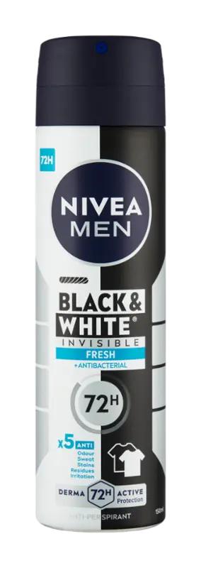 NIVEA Men Antiperspirant sprej pro muže Black & White Invisible Fresh, 150 ml