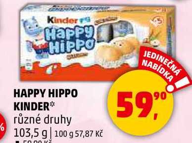 HAPPY HIPPO KINDER různé druhy, 103,5 g