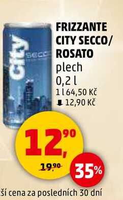 FRIZZANTE CITY SECCO/ SECE ROSATO plech, 0,2 l