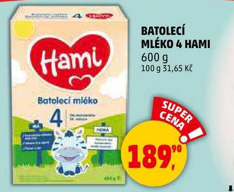 Hami BATOLECÍ MLÉKO 4 HAMI, 600 g