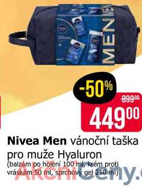 Nivea Men vánoční taška pro muže Hyaluron (balzám po holení 100 ml, krém proti vráskám 50 ml, sprchový gel 250 ml)