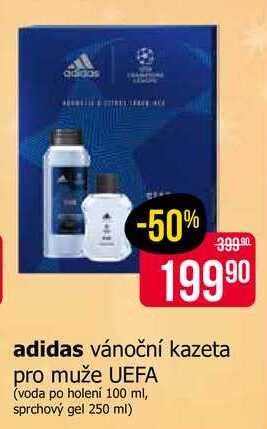 adidas vánoční kazeta pro muže UEFA (voda po holení 100 ml, sprchový gel 250 ml) 