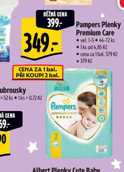   Pampers plenky Premium Care • vel. 1-5 44-72 ks 