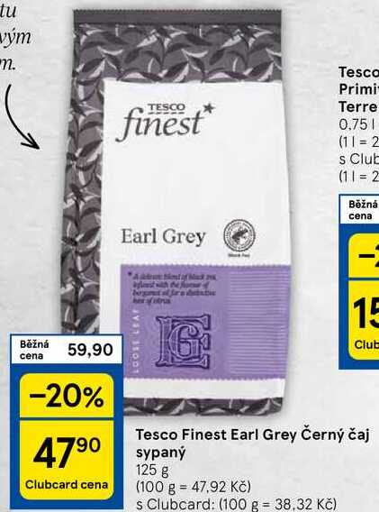 Tesco Finest Earl Grey Černý čaj sypaný, 125 g