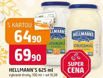 Hellmann's tatarská omáčka, majonéza 625ml, vybrané druhy