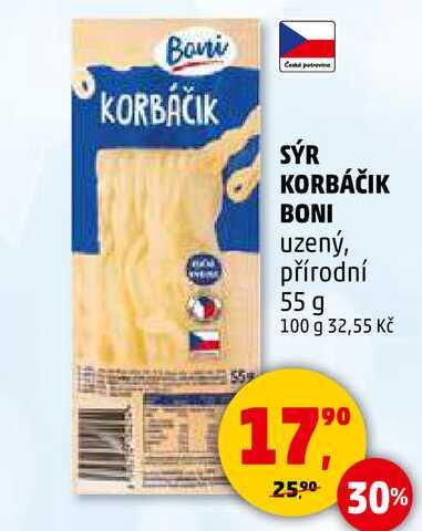 SÝR KORBÁČIK BONI uzený, 55 g 