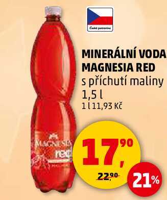 MINERÁLNÍ VODA RED MAGNESIA s příchutí maliny, 1,5 l 