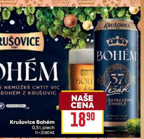 Krušovice Bohém 0,51, plech  