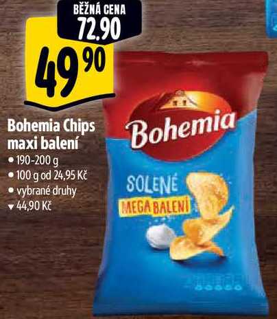 Bohemia Chips maxi balení, 190-200 g 