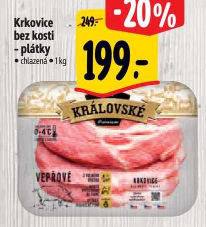 Krkovice bez kosti - plátky, 1 kg