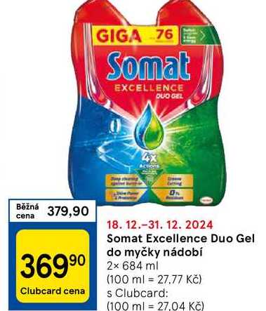 Somat Excellence Duo Gel do myčky nádobí, 2x 684 ml