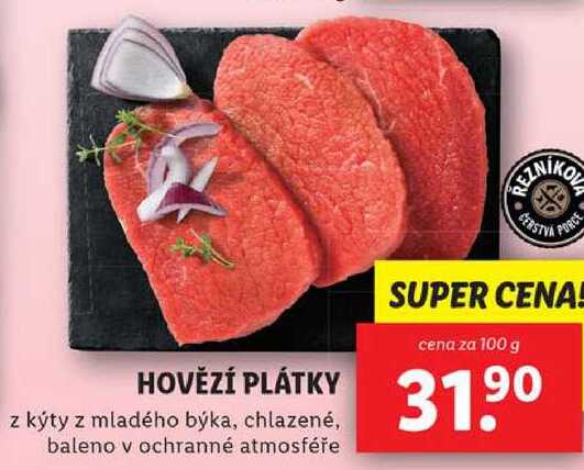 HOVĚZÍ PLÁTKY, cena za 100 g