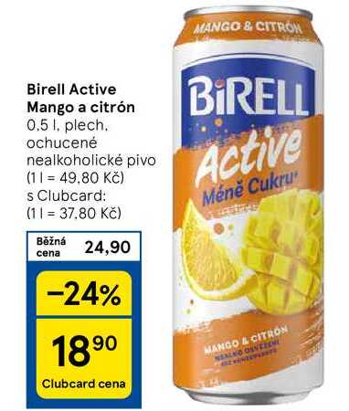 Birell Active Mango a citrón, 0,5 1. plech