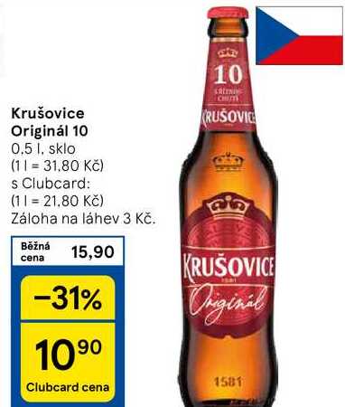 Krušovice Originál 10, 0.5 l. sklo 