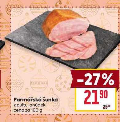 Farmářská šunka z pultu lahůdek cena za 100 g